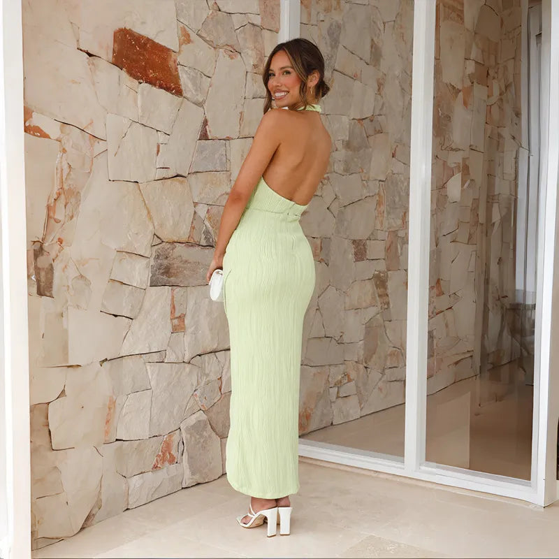 Ins Halter Split Long Backless Dress